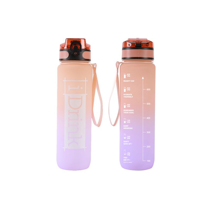 Motivational Tritan Orange and Lilac Water Bottle 1000ml - ITotal
