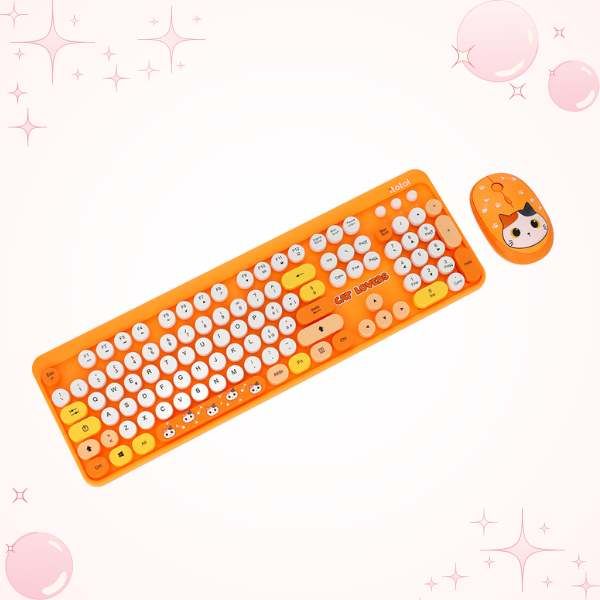 ITotal - Kawaii Orange Cat Keyboard and Mouse