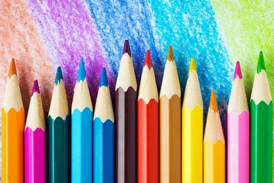 Colored crayons