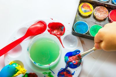 Watercolors and tempera