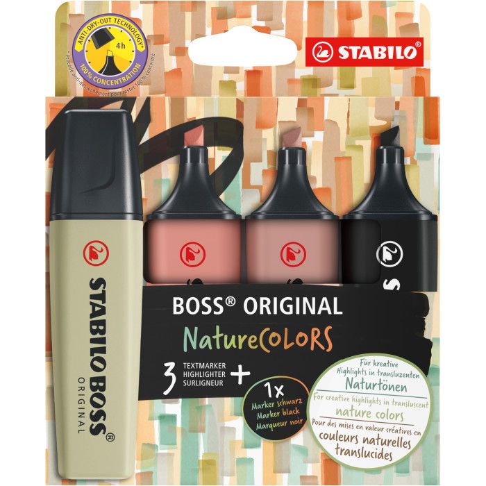 EVIDENCE BOSS ORIGINAL NATURECOLORS SET 3 COLORS + 1 MARKER Black