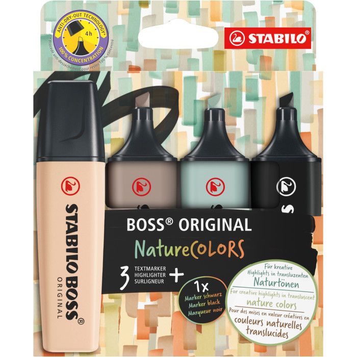 EVIDENCE BOSS ORIGINAL NATURECOLORS SET 3 COLORS + 1 MARKER Black