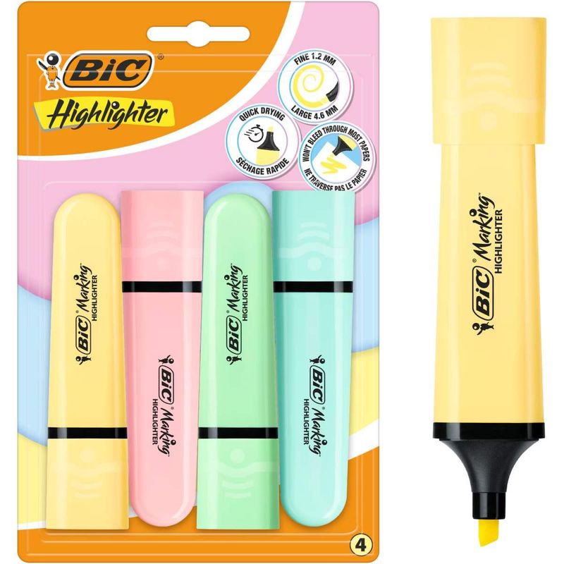 Set 4 highlighters Bic Pastel colors
