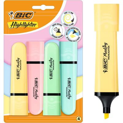 Set 4 highlighters Bic Pastel colors