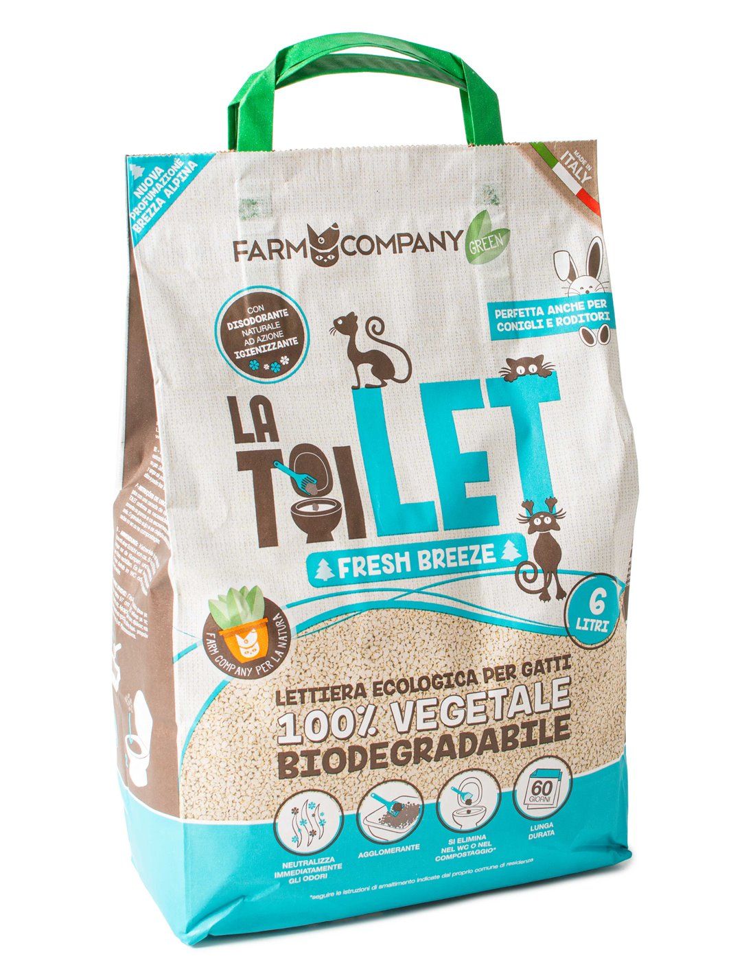 FARM COMPANY GREEN - BIODEGRADABLE VEGETABLE LITTER THE SCENTED TOILET Alpine Breeze - 6Lt