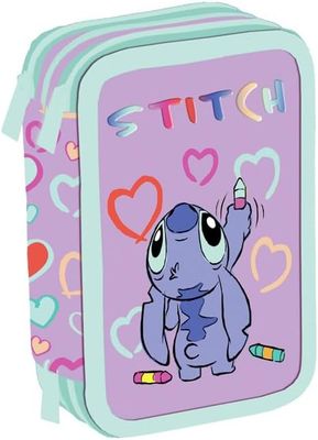 Maricart Three Compartment Pencil Case Complete with 44 Pieces – Stitch