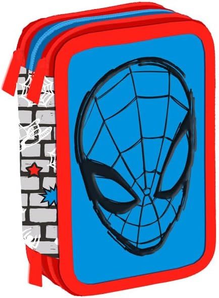 Maricart Three Compartment Pencil Case Complete with 44 Pieces – Spiderman
