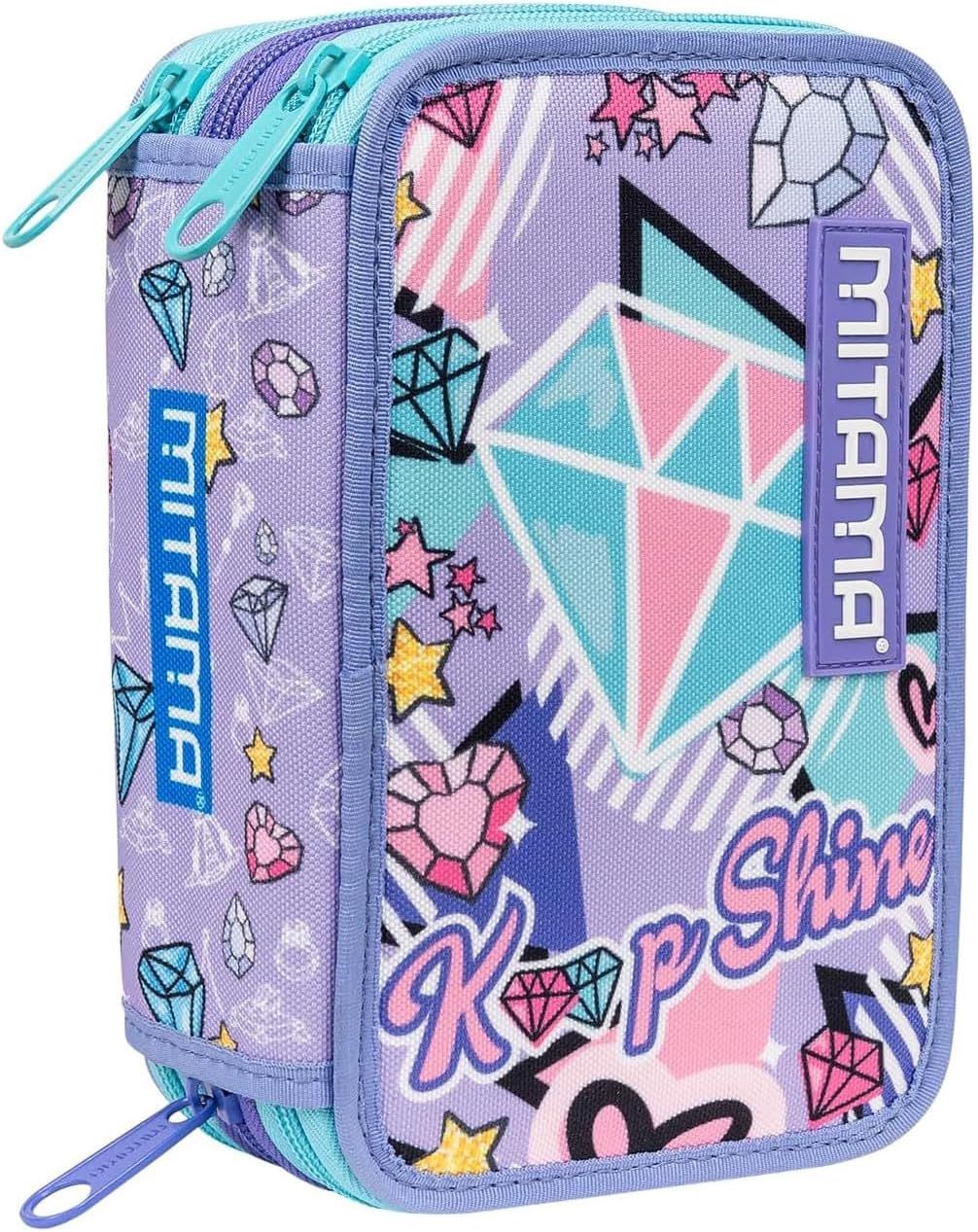 Mitama Pencil Case 3 Compartments, Double Diamond