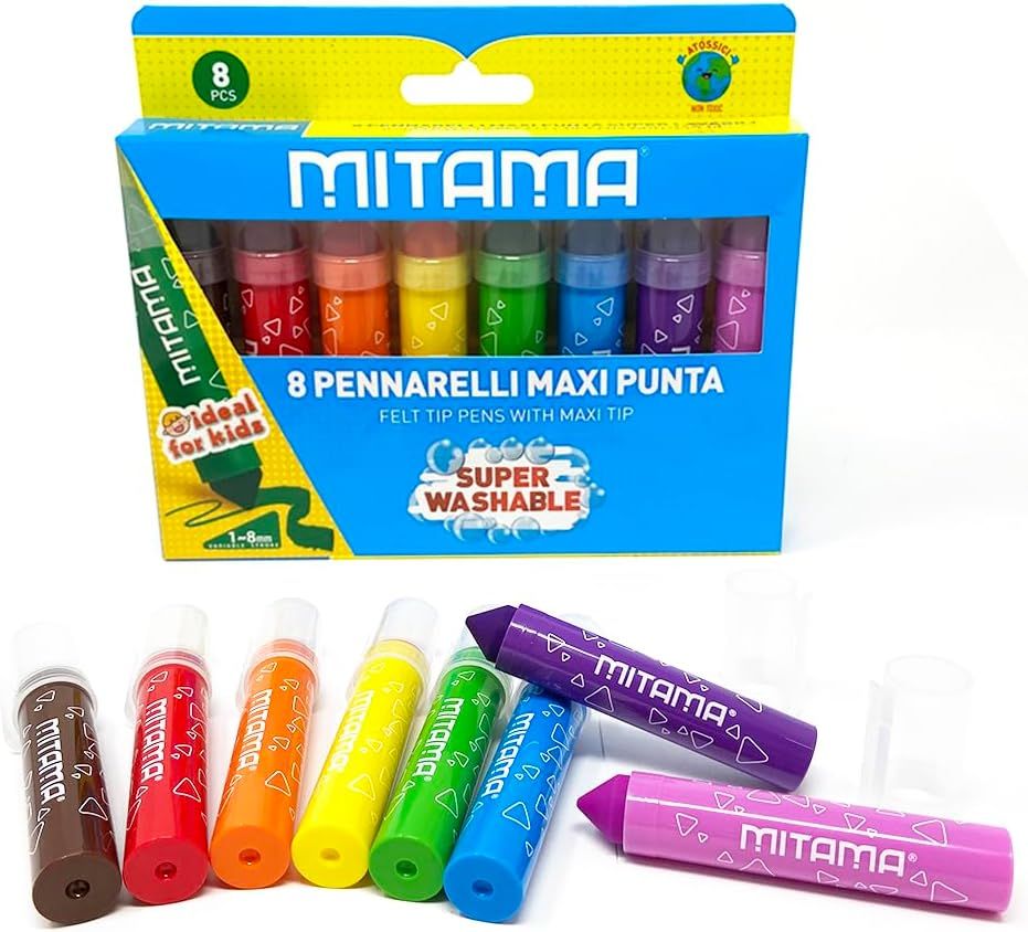 Mitama - Super Washable Maxi Tip Markers - Case of 8 Markers - Maxi Tip 1-8 mm