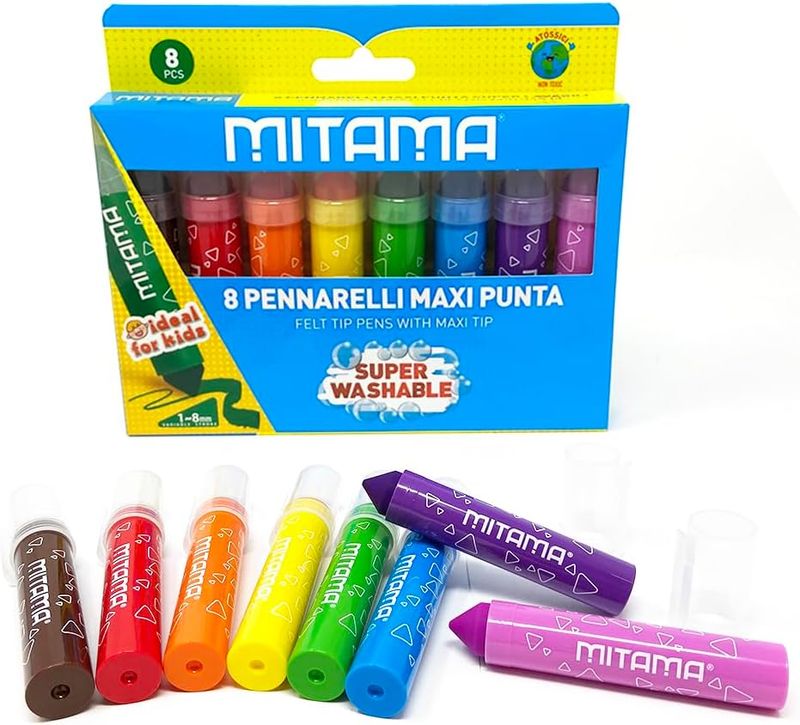Mitama - Super Washable Maxi Tip Markers - Case of 8 Markers - Maxi Tip 1-8 mm