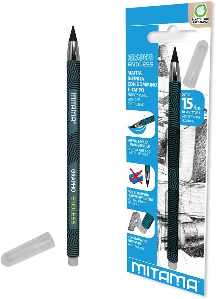Mitama - Endless Pencil - Pack of 1 - Extremely long-lasting pencil (over 15 km of writing)