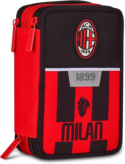 Seven Milan School Pencil Case 3 Zip Kick and Score