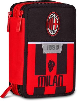 Seven Milan School Pencil Case 3 Zip Kick and Score