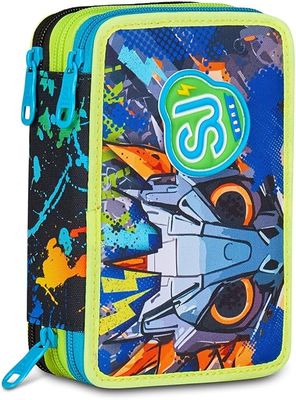 SJ GANG STYLE JAM GANG Pencil Case School 3 Zip Led Look