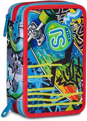 SJ GANG STYLE JAM GANG Pencil Case 3 Zip Sharky Skate