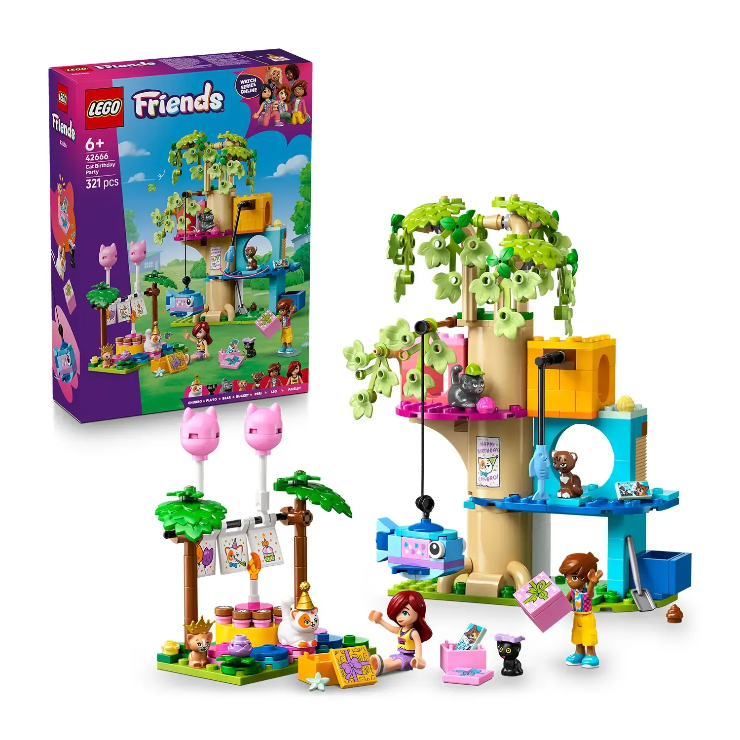 Lego Friends Cat Birthday Party and Treehouse 42666