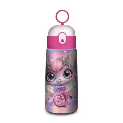 SJ GANG Stainless Steel Thermal Water Bottle, Animals, Kitten with Crown