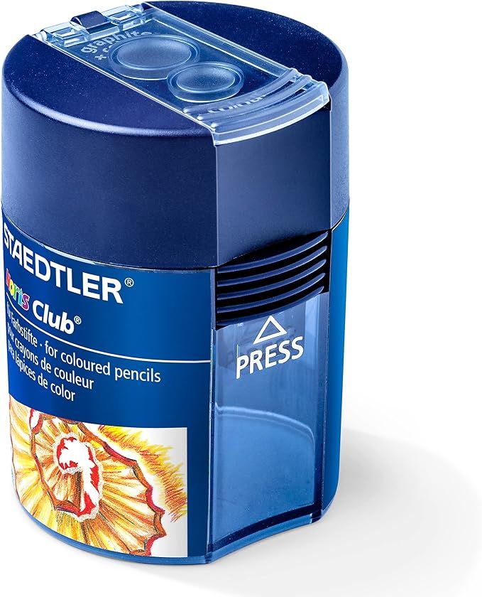 STAEDTLER Noris, two-hole pencil sharpener with reservoir, blue, code 512002