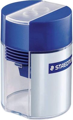 Staedtler Double Hole Pencil Sharpener with Reservoir cod 512 001, Blue Silver