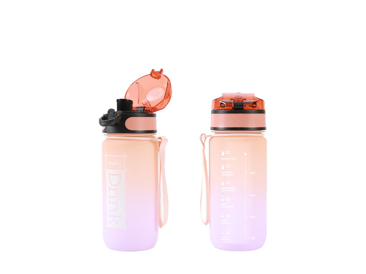 Motivational Tritan Water Bottle 500 ml Orange and Purple