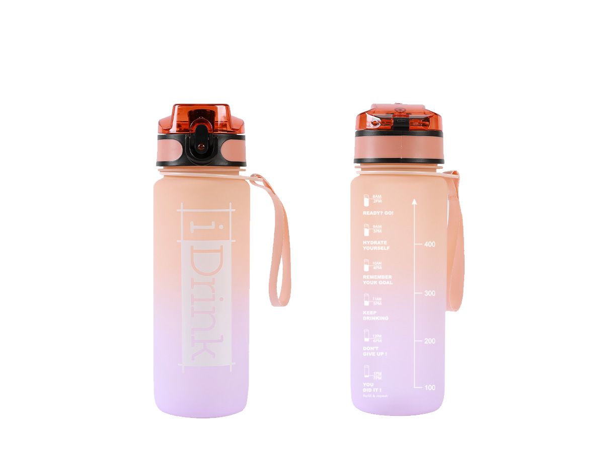 Motivational Tritan Water Bottle 750 ml Light Orange and Lilac