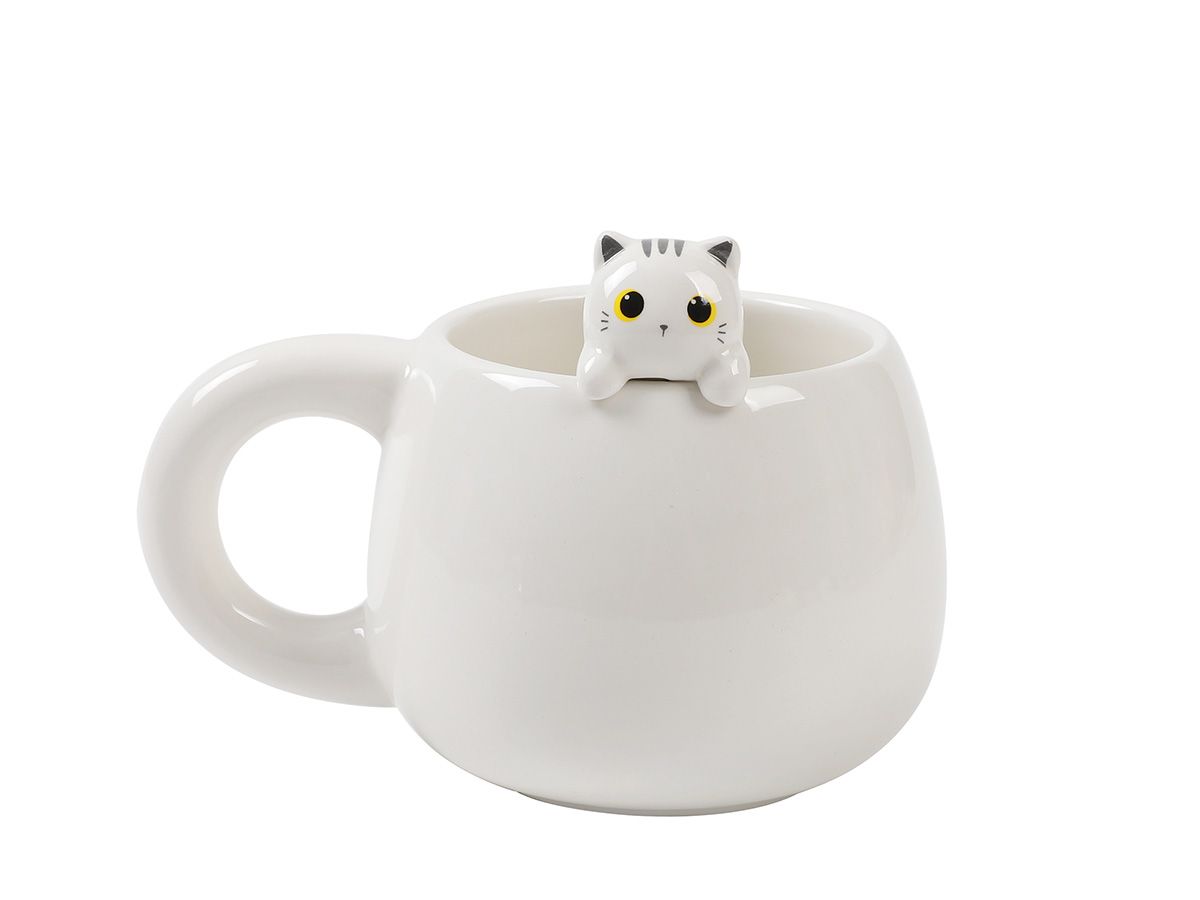 ITotal - Ceramic Mug with Charm White Cat