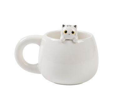 ITotal - Ceramic Mug with Charm White Cat