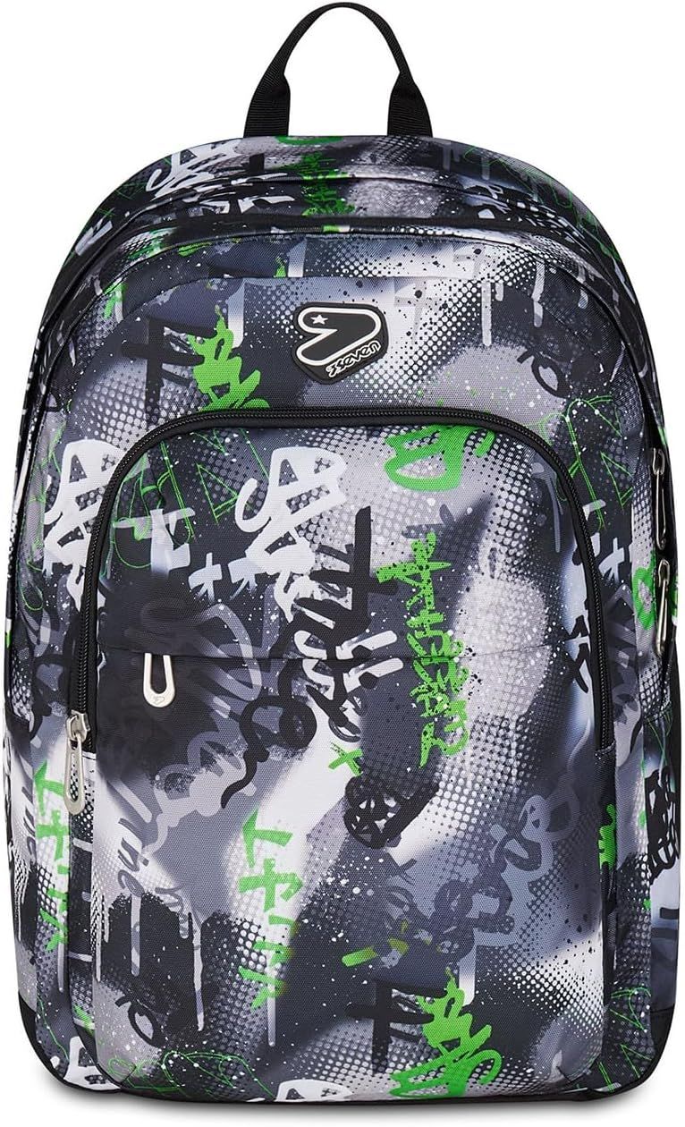 Seven® THE DOUBLE PRO XXL GRAY SHADOW Boy REVERSIBLE DETACH - BACKPACK WITH EARPHONES WIRELESS