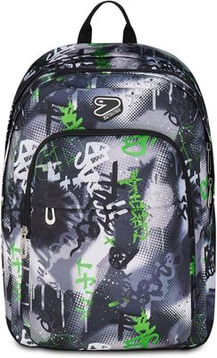 Seven® THE DOUBLE PRO XXL GRAY SHADOW Boy REVERSIBLE DETACH - BACKPACK WITH EARPHONES WIRELESS