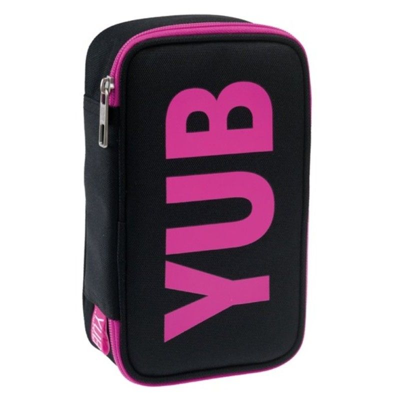 School Case 1 Zipper Seven Yub Urban Fluo Black with Fluo Pink Lettering