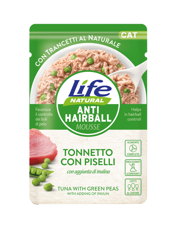 Life Natural Cat - Busta 70 gr – Anti-Hairball Tonnetto con Piselli