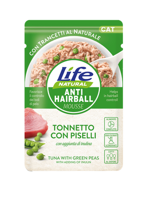 Life Natural Cat - Busta 70 gr – Anti-Hairball Tonnetto con Piselli