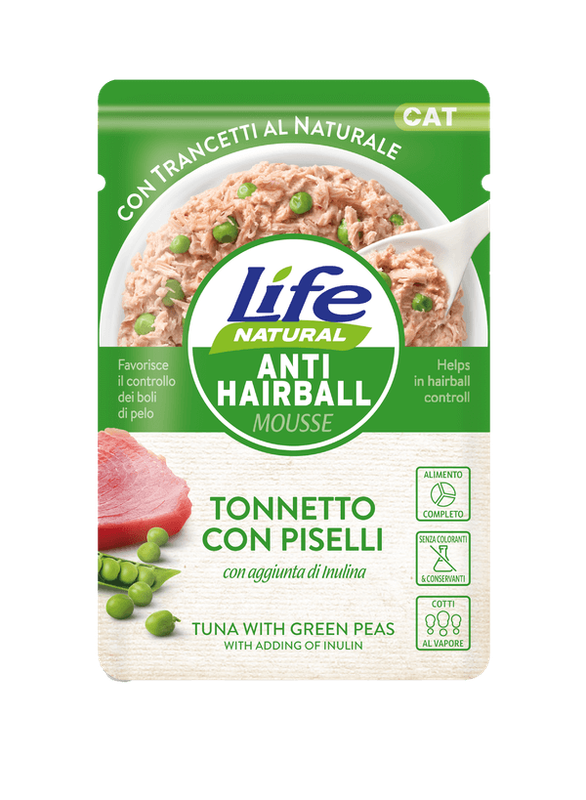 Life Natural Cat - Busta 70 gr – Anti-Hairball Tonnetto con Piselli