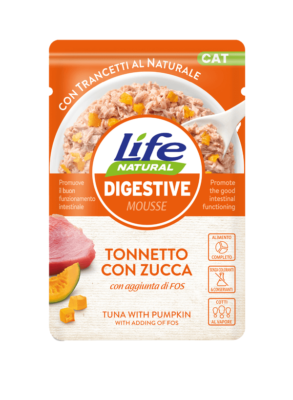 Life Natural Cat - Busta 70 gr – Digestive Tonnetto con Zucca