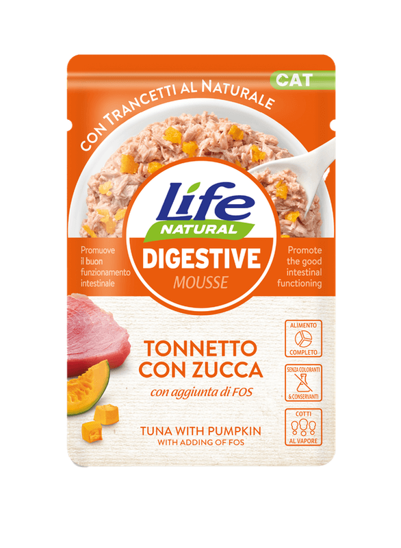 Life Natural Cat - Busta 70 gr – Digestive Tonnetto con Zucca