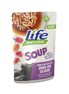 Life Natural Cat - Tonno con alicette in brodo con salmone  - buste 60g
