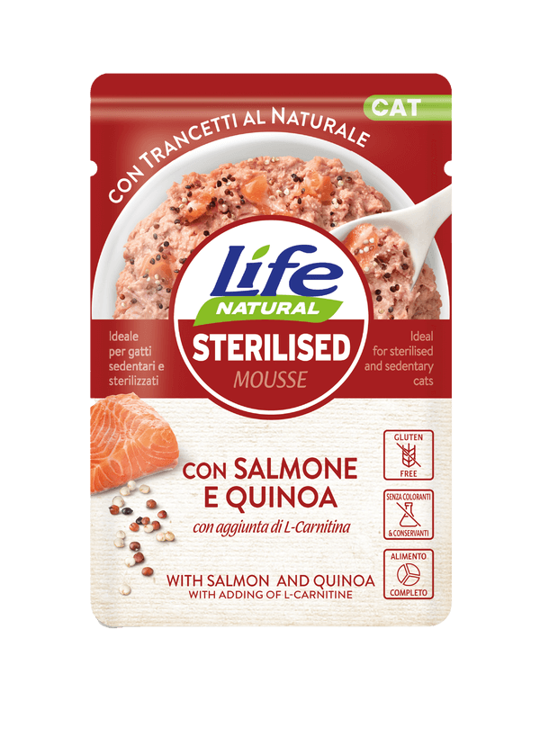 Life Natural Cat - Busta 70 gr – Sterilised con Salmone e Quinoa
