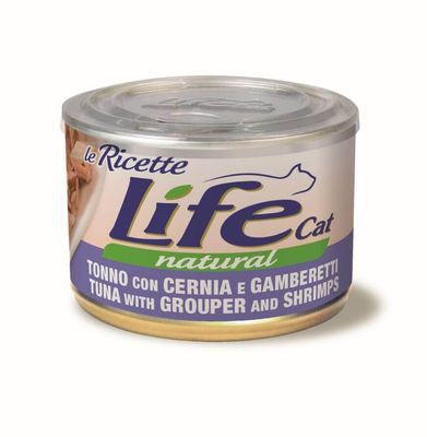 Life Natural Cat - Tonno con cernia e gamberetti 150gr