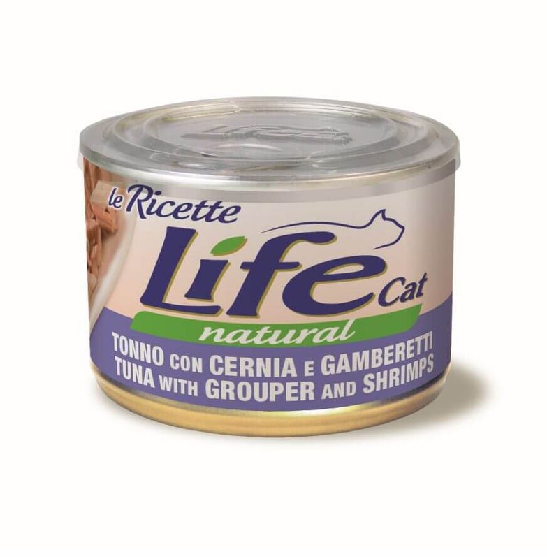 Life Natural Cat - Tonno con cernia e gamberetti 150gr
