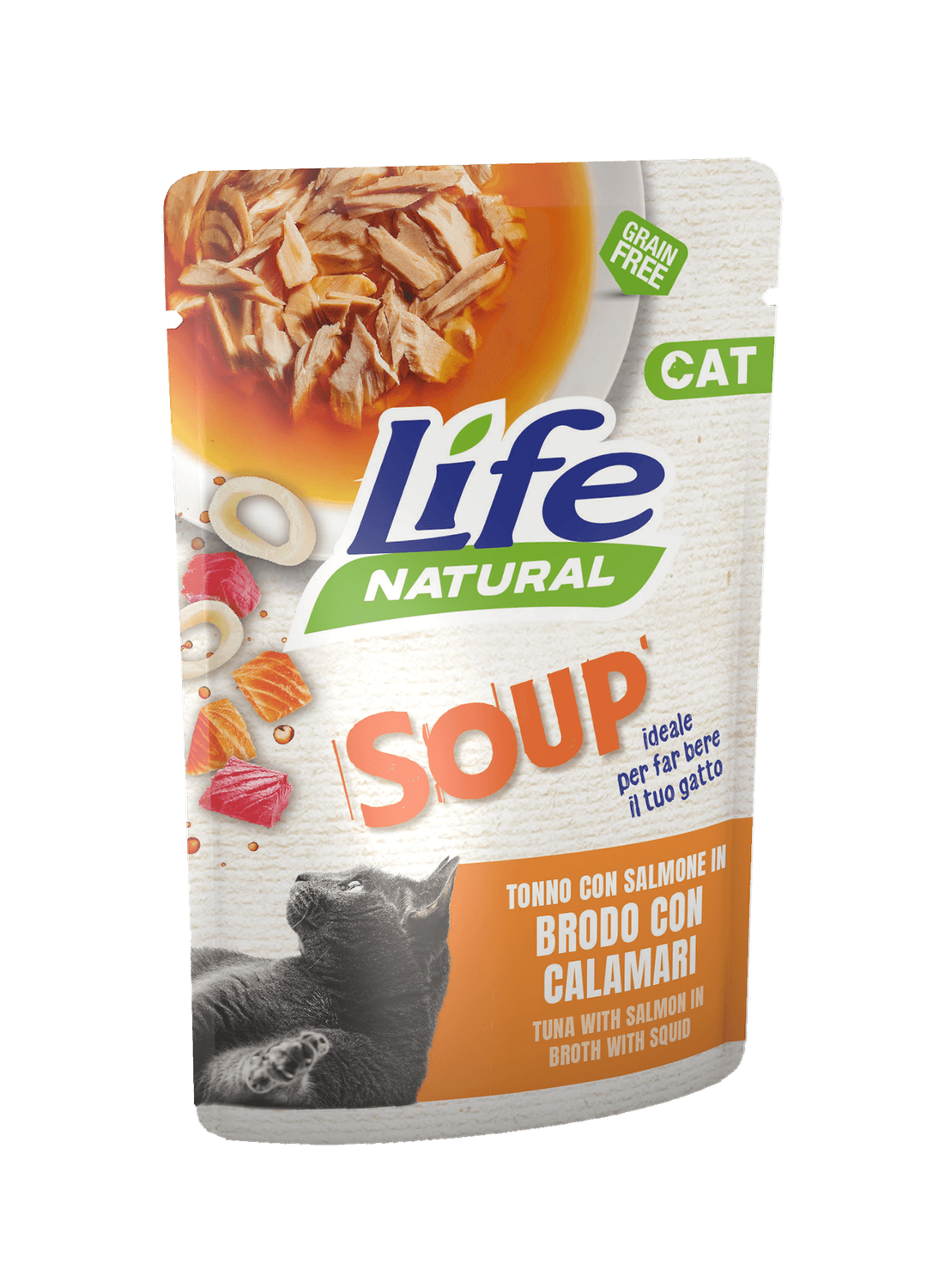 Life Natural Cat - Tonno con salmone in brodo con calamari 60gr