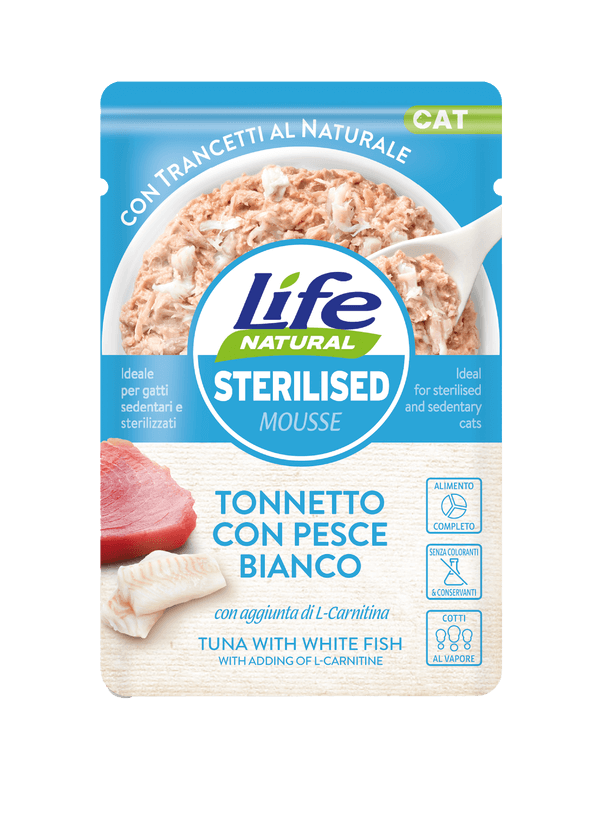 Life Natural Cat - Busta 70 gr – Sterilised Tonnetto con Pesce bianco