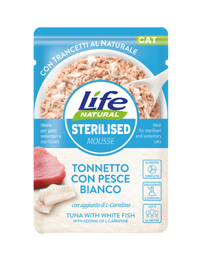 Life Natural Cat - Busta 70 gr – Sterilised Tonnetto con Pesce bianco
