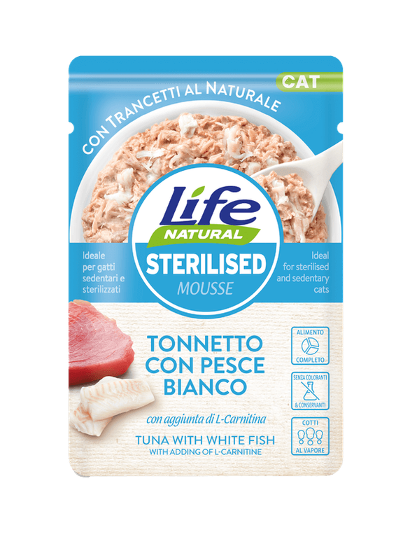 Life Natural Cat - Busta 70 gr – Sterilised Tonnetto con Pesce bianco