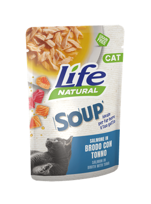 Life Natural Cat - Salmone in brodo con tonno - buste 60g