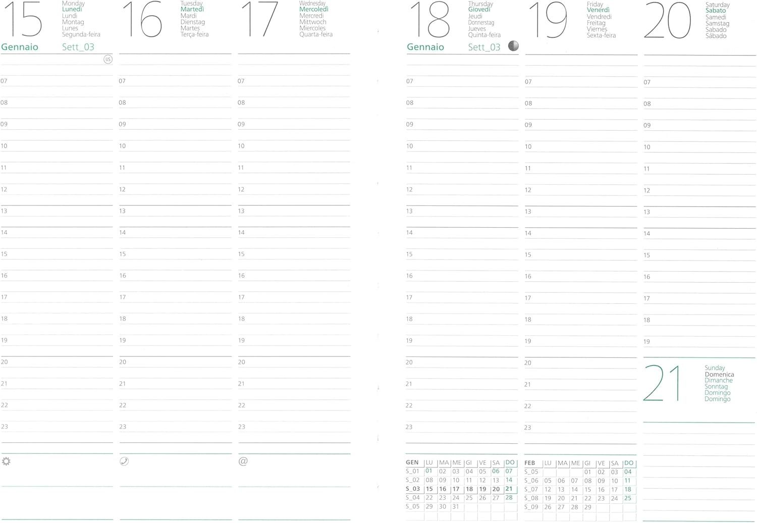 Agenda Nota Bene 2026 Settimanale A5 Skin Tech Blu