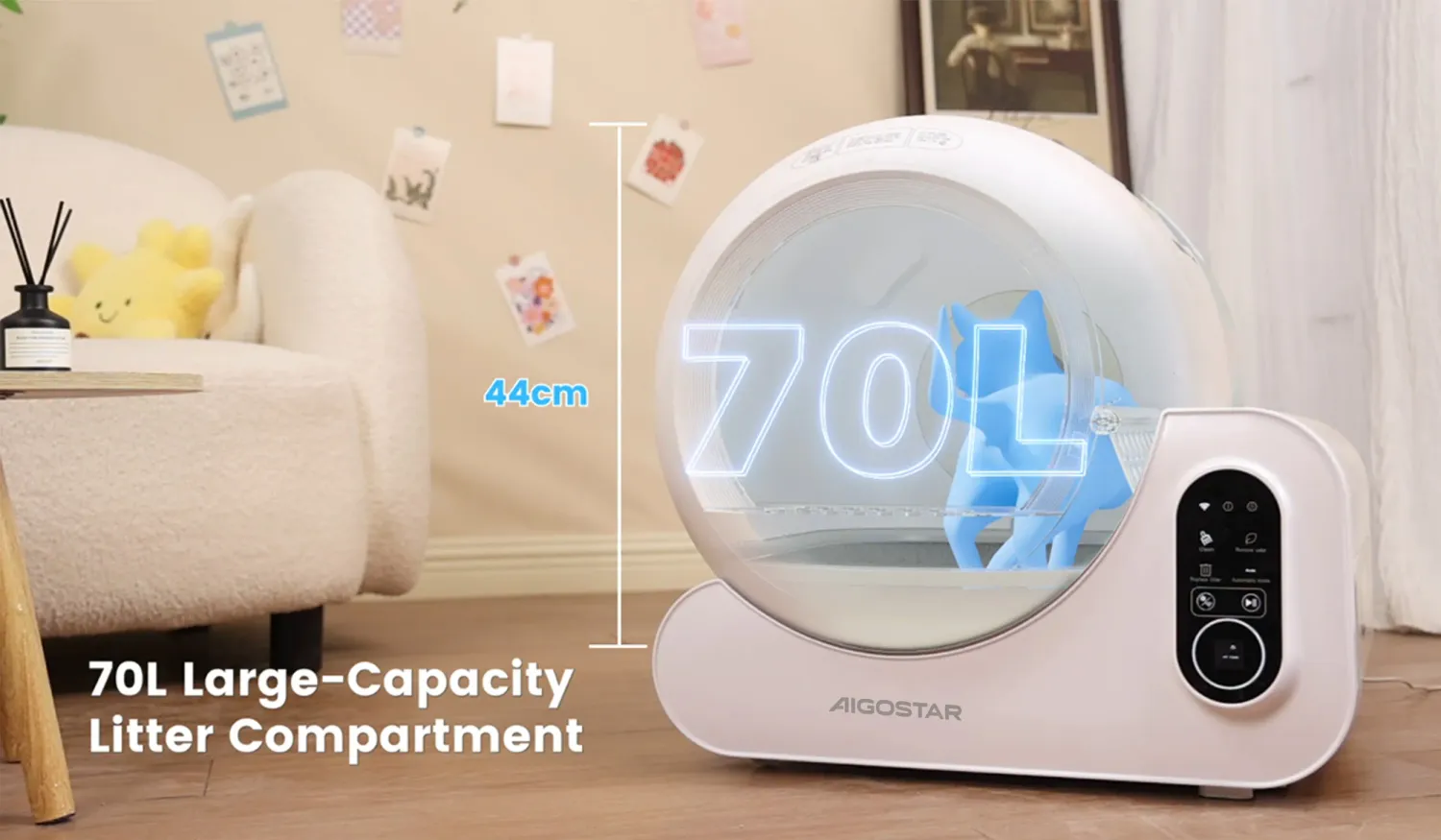 Nobleza Self-Cleaning Cat Litter Box - Smart-24W-L58*W55*H51.7cm