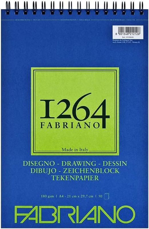 Fabriano Design - Spiral-bound drawing pad, 1264, 180 gsm, A4, 50 sheets