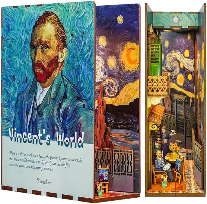 TONECHEER 3D Wooden Puzzle DIY Book Nook Kit (Vincent&#39;s World)