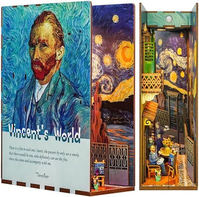 TONECHEER 3D Wooden Puzzle DIY Book Nook Kit (Vincent&#39;s World)