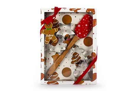Tri Coastal Baking Set with Spatula and 4 Christmas Cookie Cutters